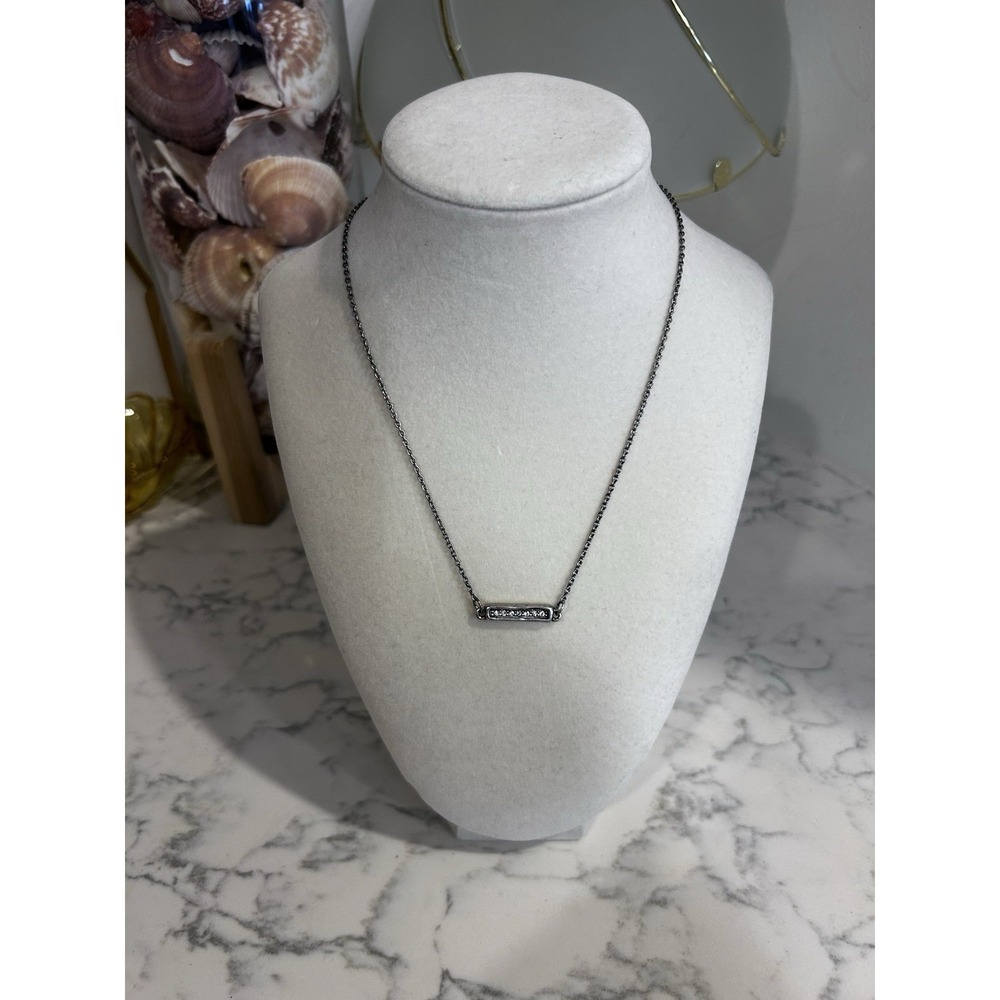 Rook & Crow Hematite Gray Necklace W/ Rhinestones
